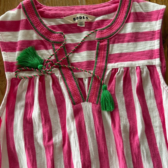 Boden pink white stripe summer dress 100% cotton women small - Picture 2 of 2